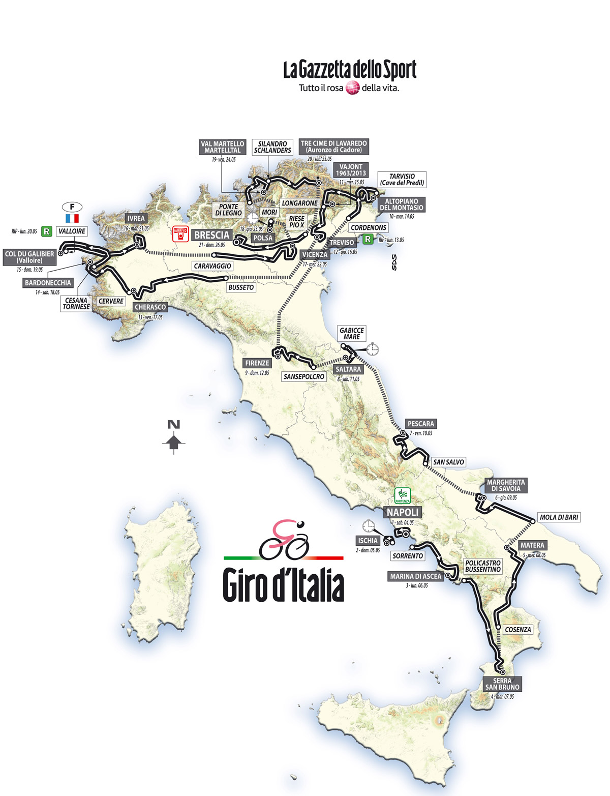 Giro 2013 térkép - Giro d’Italia 2013 -