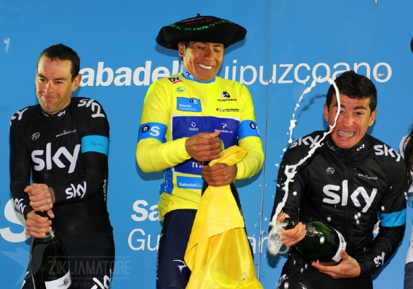 Nairo Quintana, Richie Porte és Sergio Henao a dobogón