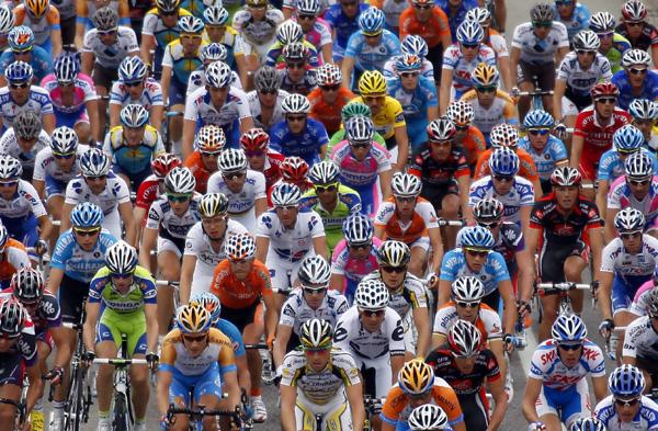 The peloton rides during the sixth stage of the 96th Tour de France cycling race between Gerona and Barcelona