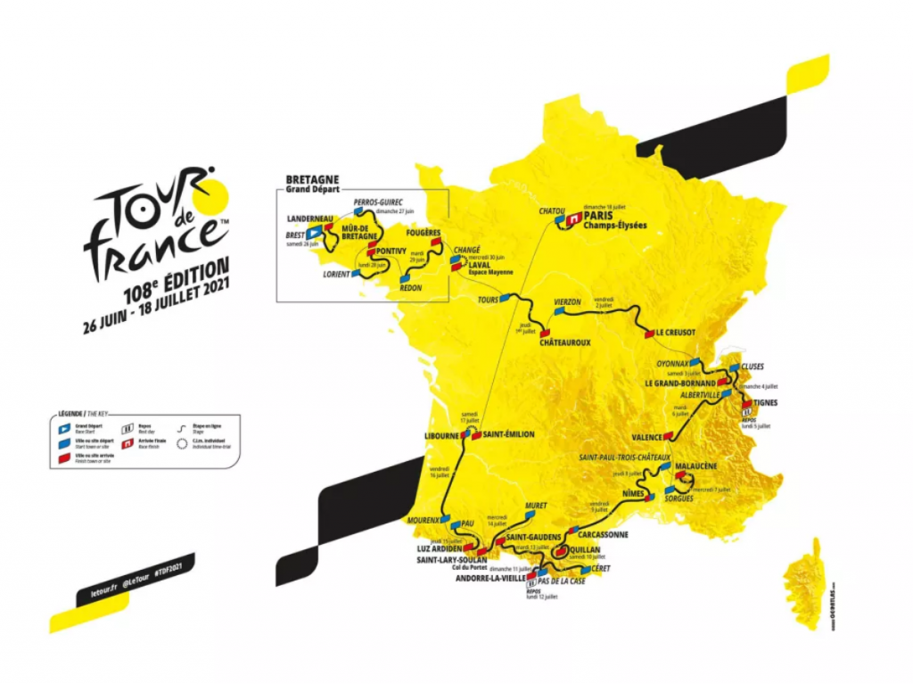A 2021-es Tour de France útvonala (szakaszok, szintrajzok ...